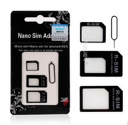 Черный переходник адаптер 4в1 SIM (Mini SIM)-Micro SIM-Nano SIM,  скреп