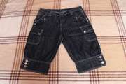 Бриджи-шорты джинсовые черные с манжетой,  заклепками и карманами