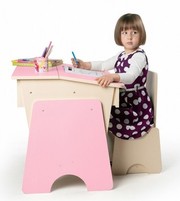 Детская парта регулируемая со стульчиком Соня розовая