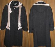 Пальто черное шерстяное со вставками из нерпы р.48-50